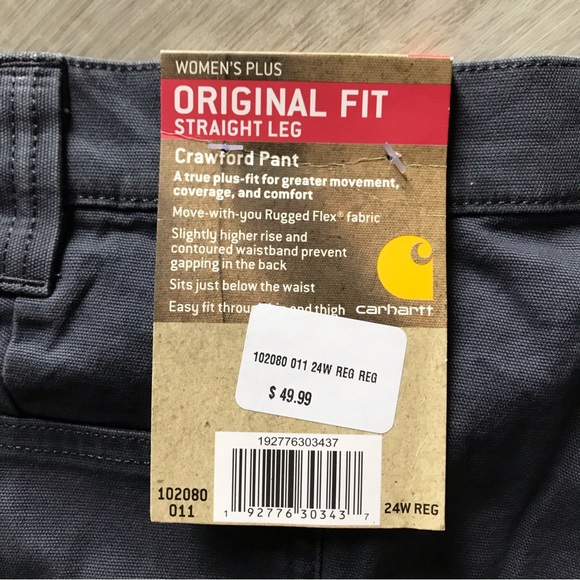 NWT Carhartt Women’s Plus Size 24 Original Fit Straight Leg Crawford Work Pant - Picture 6 of 6